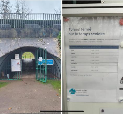 Tunnel d'accès au centre sportif.. enfin réouvert